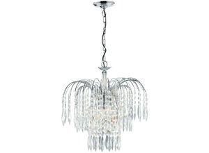 5013874298249 - Waterfall - Crystal Chandelier 3 Light Chrome Finish E14 - Searchlight