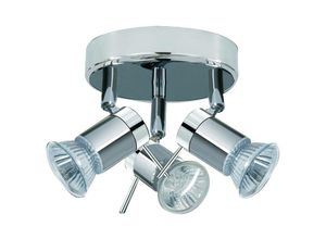 5013874326041 - Aries - 3 Licht verstellbarer Badezimmerdeckenstrahler Satin Silber Chrom IP44 GU10 - Searchlight