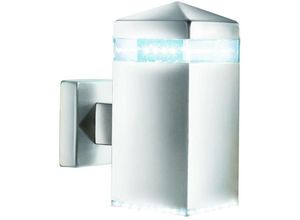 5013874340405 - Searchlight India - Satin Silber LED Außenwandleuchte IP44