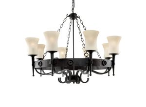 5013874344847 - Cartwheel - 8 Light Multi Arm Chandelier Schwarz Finish E27 - Searchlight