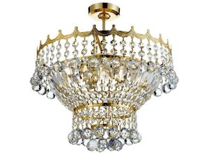 5013874365699 - Searchlight Versailles - 5 Light Crystal Chandelier Gold Finish E14