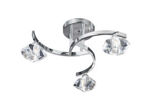 5013874367129 - Sculptured Ice - 3 Light Semi Flush Multi Arm Deckenleuchte Chrom und K9 Glas G9 - Searchlight