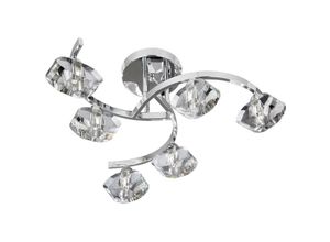 5013874367136 - Sculptured Ice - 6 Light Semi Flush Multi Arm Deckenleuchte Chrom und K9 Glas G9 - Searchlight