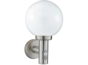 5013874402974 - 1 Licht Outdoor Globe Wandleuchte Satin Silber mit Bewegungssensor IP44 E27 - Searchlight