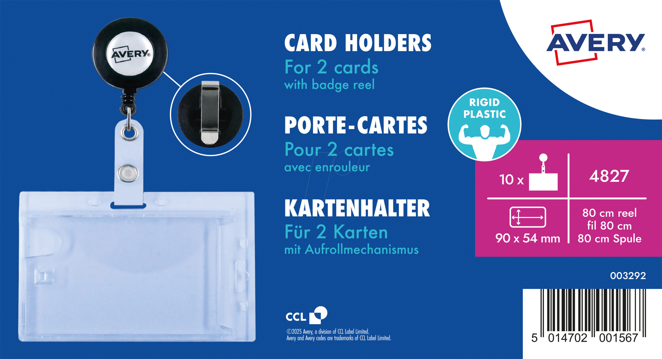 5014702001567 - AVZ 4827 - Ausweishülle 54x90 mm mit Clip für 2 Karten 10 Stück