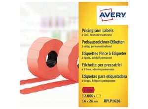 5014702023743 - Avery AVERY Zweckform Preisauszeichner-Etiketten 26 x 16 mm rot Etiketten-Rolle 2-zeilig permanent haftend - 1 Stck (RPLP1626) (RPLP1626)