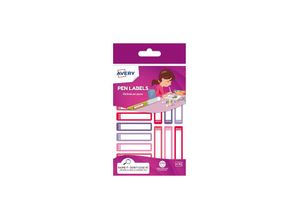 5014702137600 - Packung mit 30 rosa und lila Stift- und Bleistiftetiketten 50x10mm Avery