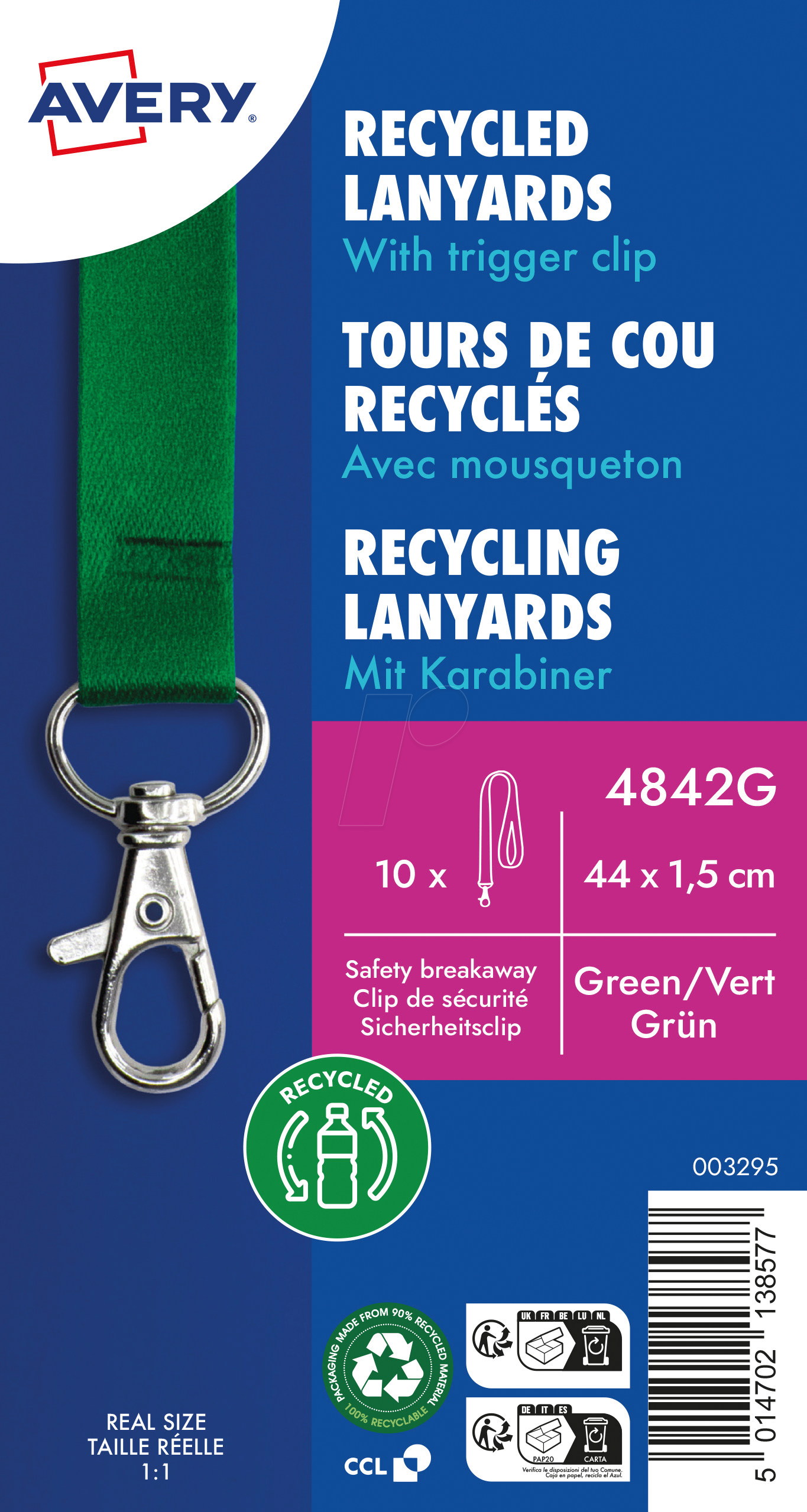 5014702138577 - AVZ 4842G - Lanyard 440x15 mm grün 10 Stück 5014702138577 - AVZ 4842G - Lanyard 440x15 mm grün 10 Stück
