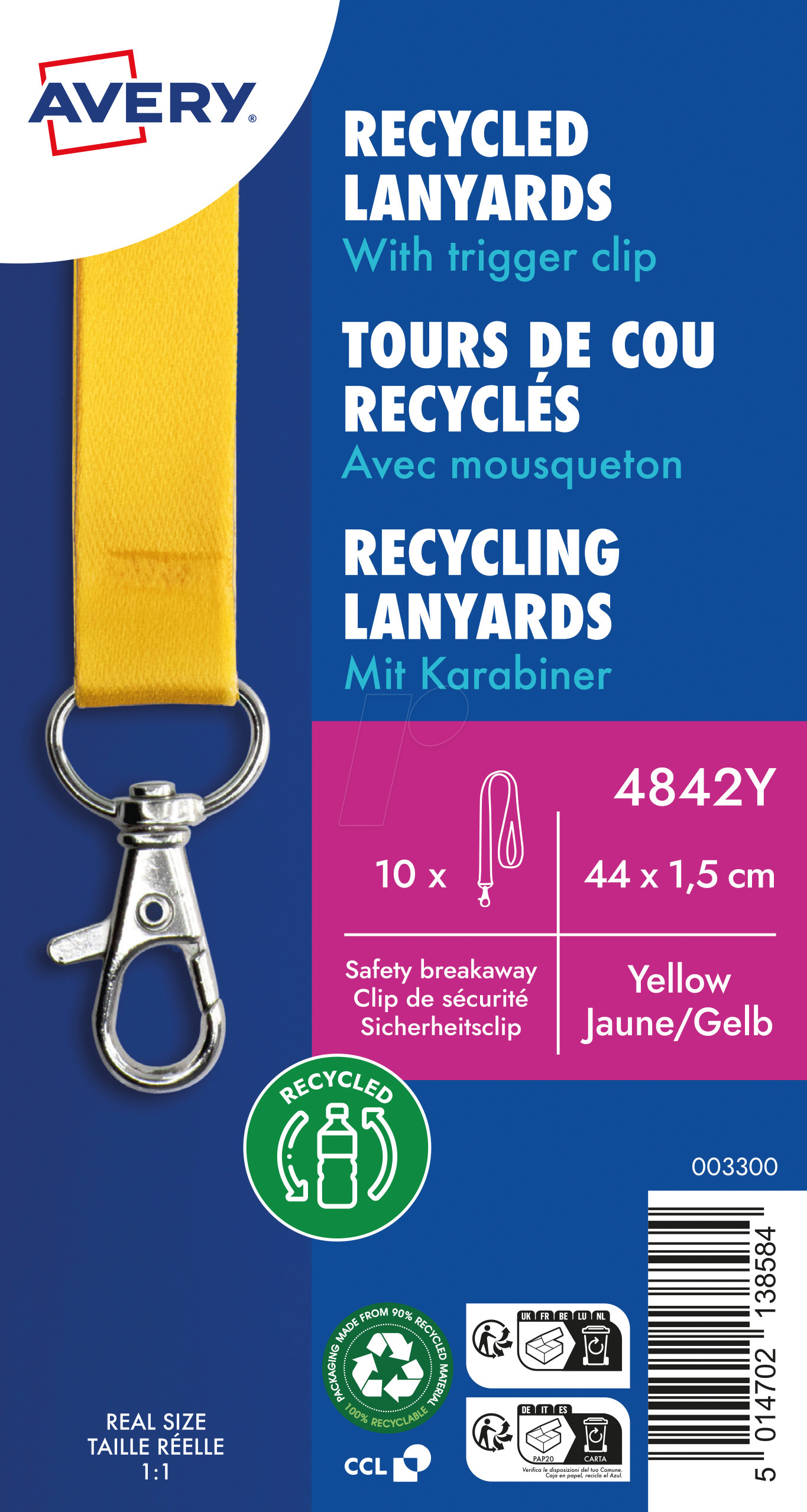 5014702138584 - AVZ 4842Y - Lanyard 440x15 mm gelb 10 Stück