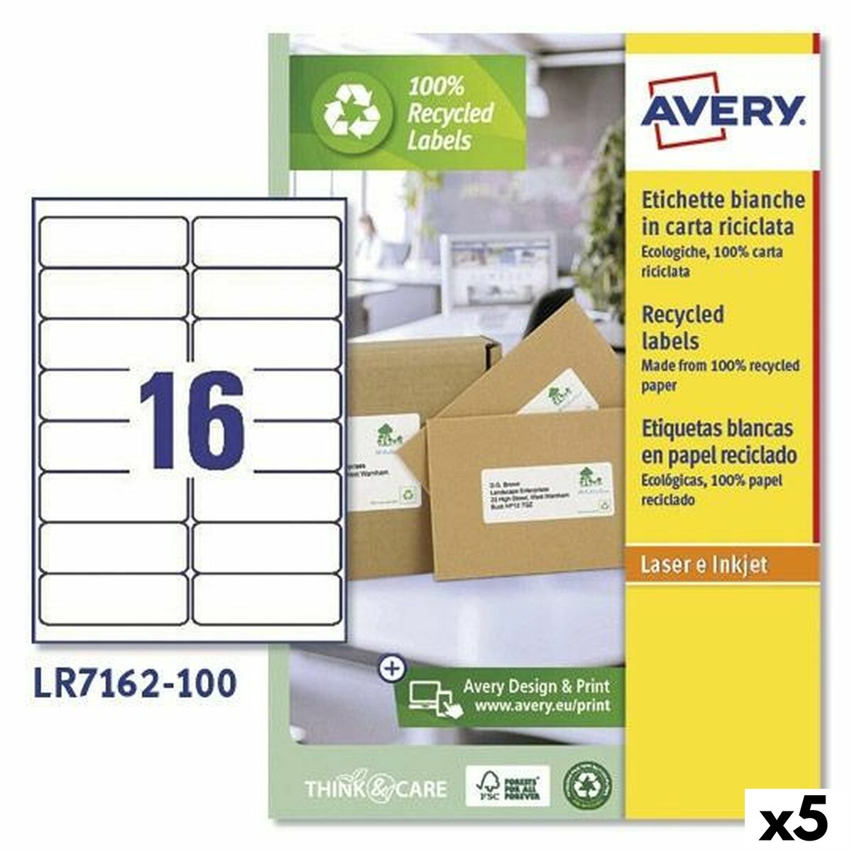 5014702815126 - Druckerbezeichnungen LR7162 White 100 Sheets 991 x 339 mm (5 Einheiten)