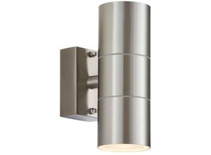 5016087034314 - Canon - 2 Light Outdoor Up Down Wandleuchte Klarglas polierter Edelstahl IP44 GU10 - Endon