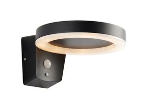 5016087151646 - Ebro Moderne solarbetriebene runde Ring-LED-Wandleuchte Strukturiertes Schwarz PIR-Bewegungs- und Tag-Nacht-Sensoren Warmweiß IP44 - Endon