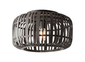 5016087158737 - Endon Mathias Dekorative bündige Deckenlampe dunkler Bambus Sperrholz mit mattschwarzer Farbe