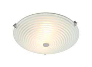 5016087812035 - Roundel - 2 Light Flush Deckenleuchte Mattweiß klar gemustertes Glas mit Chrom E14 - Endon