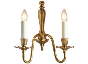 5016087885282 - Y1002W - 2 Light Indoor Twin Candle Wandleuchte Massivmessing E14 - Interiors 1900