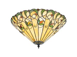 5016087897940 - Interiors Jamelia - 2 Licht große Decke Flush Light Tiffany Style Glas E27