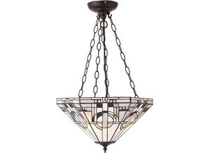 5016087898336 - Interiors 1900 - Interiors Metropolitan - 3 Light Medium Inverted Ceiling Anhänger Bronze Tiffany Glas E27