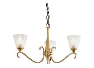 5016087898619 - Interiors Columbia Brass - 3 leichte mehrarmige Decke Anhänger Kronleuchter Antik Messing Glas E14