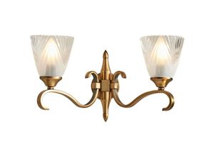 5016087898695 - Interiors Columbia Brass - 2 Light Indoor Twin Wandleuchte Antik Messing mit Glas E14