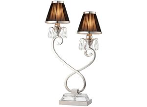 5016087898978 - Interiors 1900 - Interiors Oksana Nickel - 2 Light Twin Tischlampe polierte Nickelplatte mit schwarzen Schirmen E14