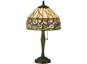 5016087899975 - Interiors Ashtead - 1 leichte kleine Tischlampe Tiffany Glass dunkle Bronzefarbe mit Highlights E27