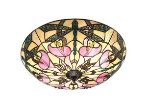 5016087900008 - Interiors 1900 - Interiors Ashton - 2 Light Large Ceiling Flush Hell Dunkelbronze Tiffany Glass E27