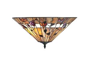 5016087900145 - Interiors 1900 - Interiors Bernwood - 2 Light Medium Ceiling Flush Hell Dunkelbronze Tiffany Glass E27