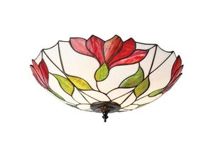 5016087900190 - Interiors 1900 - Interiors Botanica - 2 Light Large Ceiling Flush Hell Dunkelbronze Tiffany Glass E27