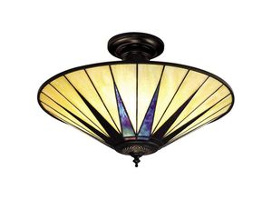 5016087900534 - Interiors 1900 - Interiors Dark Star - 3 Light Large Semi Flush Deckenleuchte Schwarz Tiffany Style Glas E27