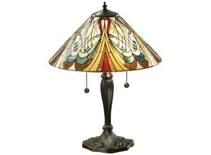 5016087900992 - Interiors 1900 - Interiors Hector - 2 Leichte mittlere Tischlampe Dunkelbronze Tiffany-Glas E27