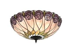 5016087901012 - Lighting - 2 Light Large Ceiling Flush Hell Dunkelbronze Tiffany Glass E27 - Interiors 1900