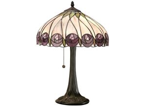 5016087901050 - Interiors Hutchinson - 1 helle mittlere Tischlampe Tiffany Glas dunkle Bronzefarbe mit Highlights E27