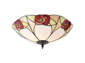 5016087901074 - Interiors 1900 - Interiors Ingram - 2 Light Large Ceiling Flush Hell Dunkelbronze Tiffany Glass E27