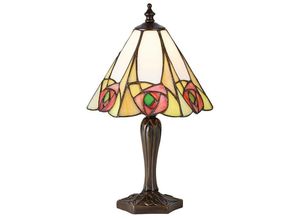 5016087901104 - Interiors 1900 - Interiors Ingram - 1 leichte kleine Tischlampe Tiffany Glass dunkle Bronzefarbe mit Highlights E14