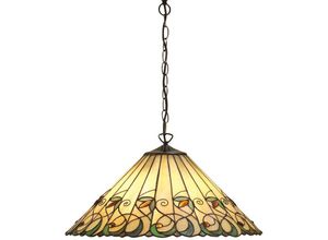 5016087901142 - Interiors Jamelia - 3 Licht große Decke Anhänger dunkelbronze Tiffany Glas E27