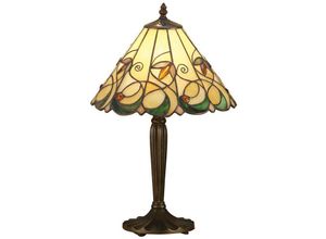 5016087901159 - Interiors Jamelia - 1 leichte kleine Tischlampe Tiffany Glass dunkle Bronzefarbe mit Highlights E27