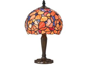 5016087901227 - Interiors 1900 - Interiors Josette - 1 leichte kleine Tischlampe Tiffany Glass dunkle Bronzefarbe mit Highlights E14