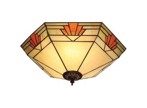 5016087901425 - Interiors 1900 - Interiors Nevada - 2 Light Large Ceiling Flush Hell Dunkelbronze Tiffany Glass E27