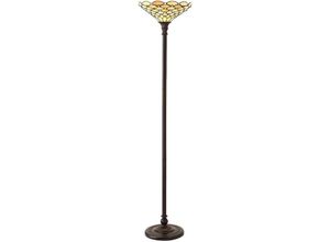 5016087901470 - Interiors 1900 - Interiors Pearl - 1 Light Pearl Stehleuchte Uplighter Dark Bronze Tiffany Glass E27