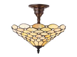 5016087901487 - Interiors 1900 - Interiors Pearl - 3 Light Medium Semi Flush Deckenleuchte Bronze Tiffany Glas E27