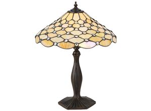 5016087901494 - Interiors 1900 - Interiors Pearl - 1 Light Medium Pearl Tischlampe Dark Bronze Tiffany Glass E27