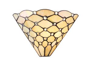 5016087901500 - Interiors Pearl - 1 heller Innenwand-Uplighter aus dunkler Bronze mit Tiffany-Glas E14