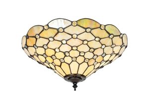 5016087901814 - Interiors Pearl - 2 Light Medium Pearl Deckenflush Light Tiffany Style Glass E27