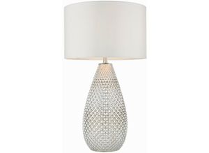 5016087910557 - Endon - Livia - 1 Leuchttischlampe Silber Quecksilberglas Vintage weiße Kunstseide E27