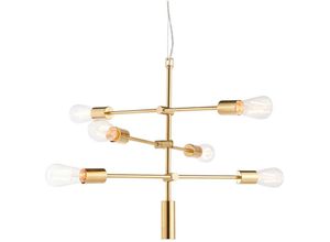 5016087912575 - Lighting Rubens - Anhänger Satin gebürstet Gold Effektplatte 6 Licht dimmbar IP20 - E27 - Endon