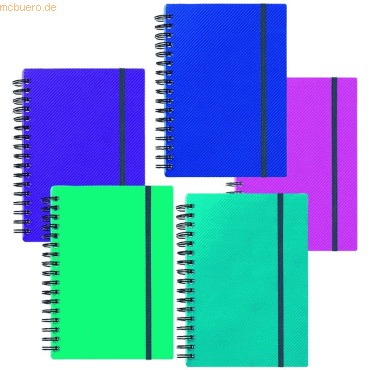 5017303087114 - 5 x Notizbuch Noteguard A5 75 Blatt 80g qm PP-Einband electra