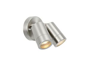 5017588734468 - Saxby Lighting - Saxby Atlantis - 2 leichte Außenstrahler aus gebürstetem Edelstahl in Marinequalität Glas IP65 GU10