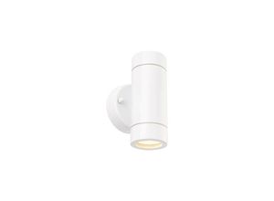 5017588754398 - Saxby Lighting - Saxby Palin - 2 Light Outdoor Up Down Wandleuchte Glanzweiß Glas IP44 GU10