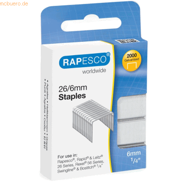 5018505404273 - RAPESCO Heftklammern 26 6 verzinkt 2000 Stück 5018505404273 - RAPESCO Heftklammern 26 6 verzinkt 2000 Stück