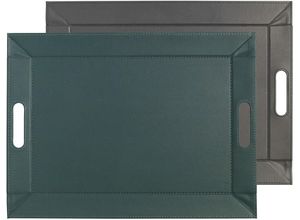 5020057333123 - Tablett FREEFORM DUO 2-farbiges Wendetablett Tablett und Tisch-Set in einem wendbar blau (petrol anthrazit) B35cm H08cm L45cm Kunstleder Tabletts mit Doppelfunktion pflegeleicht und kann platzsparend verstaut werden